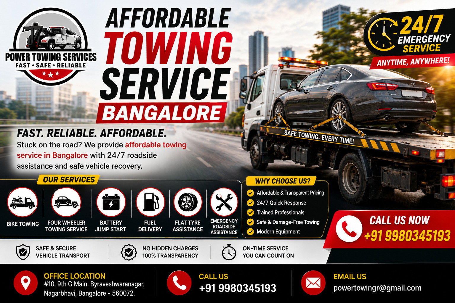 Affordable Towing Service Bangalore | 24/7 Power Towing