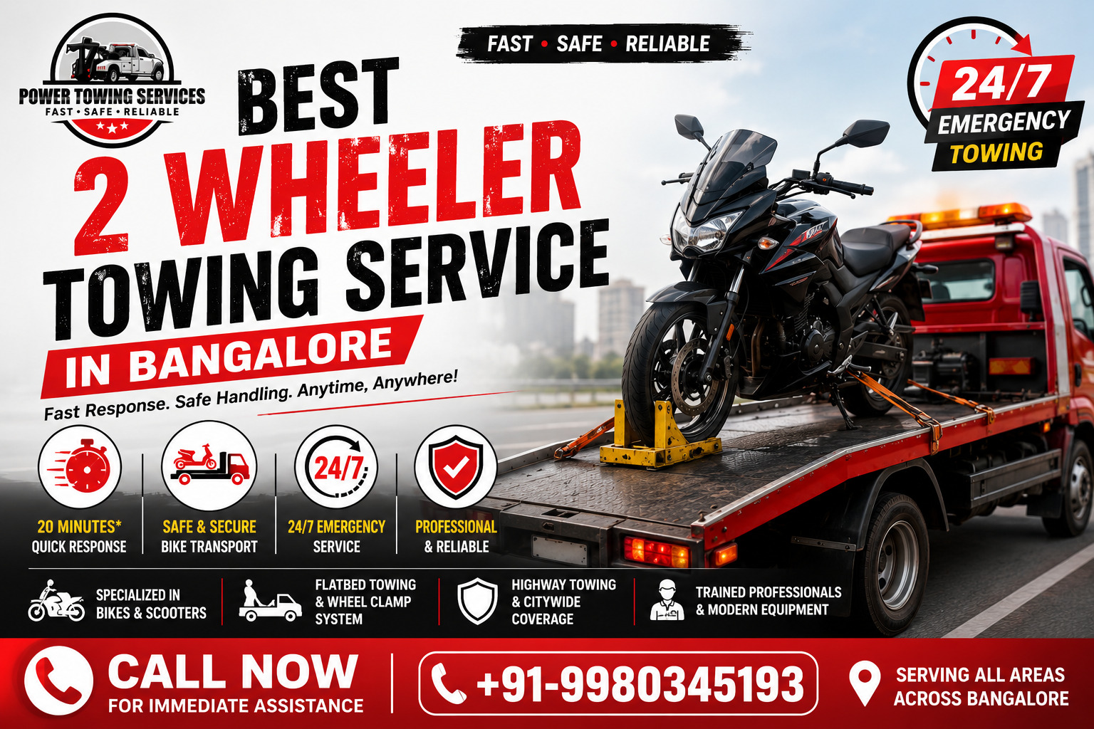 Best 2 Wheeler Towing Service in Bangalore | Safe Flatbed