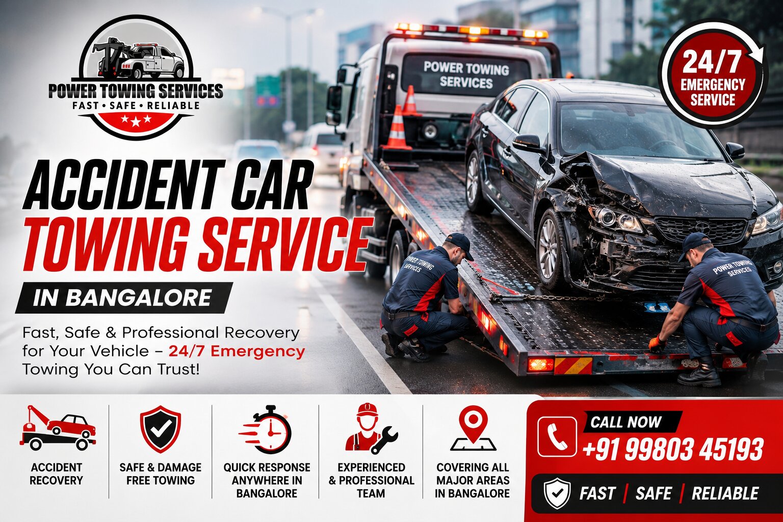 24/7 Accident Car Towing Service in Bangalore | Power Towing