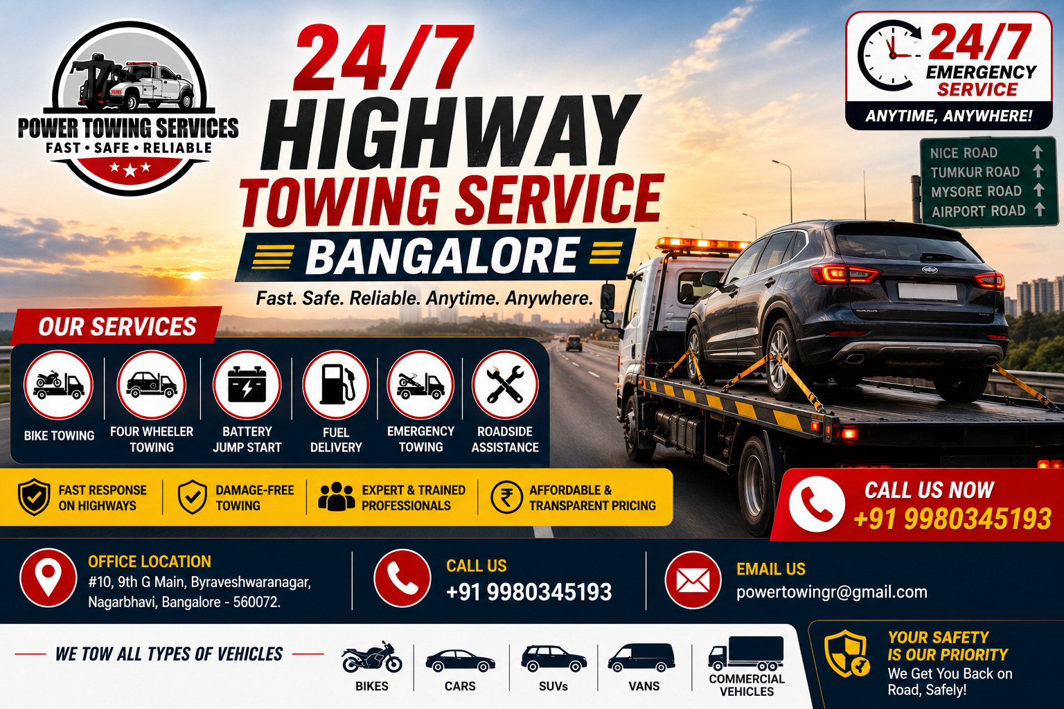 24/7 Highway Towing Service Bangalore