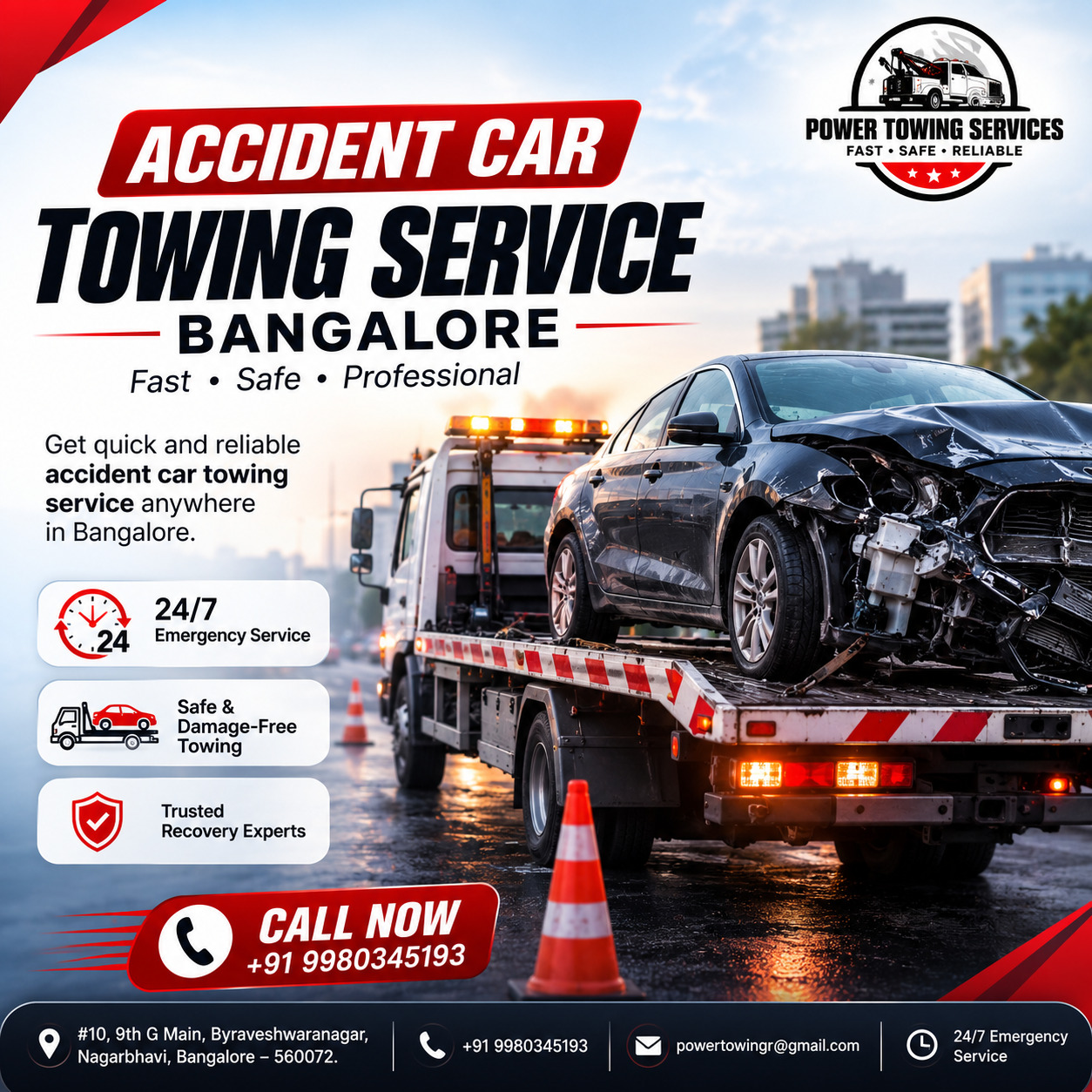 24/7 Accident Car Towing Service Bangalore