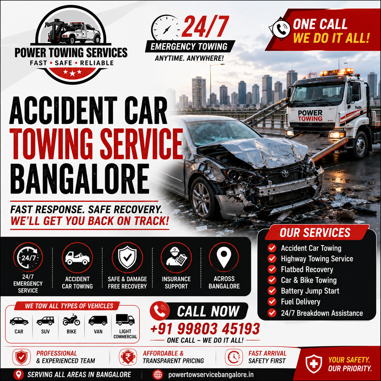 24-Hour Accident Car Towing Service Bangalore: Damage-Free Transport