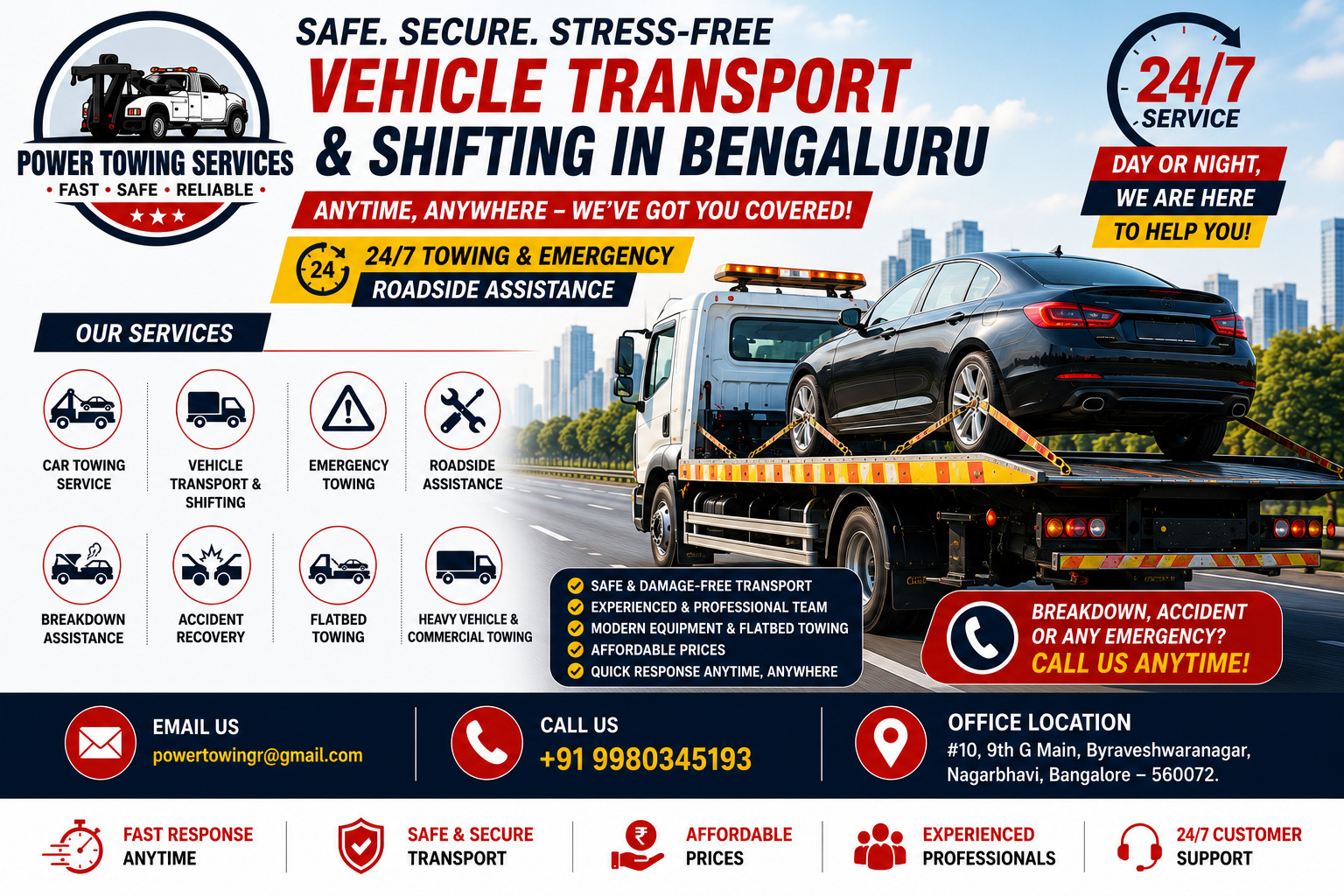 Vehicle Transport & Shifting Bengaluru | 24/7 Towing