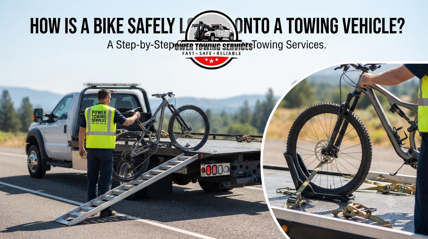 How Is a Bike Safely Loaded Onto a Towing Vehicle?