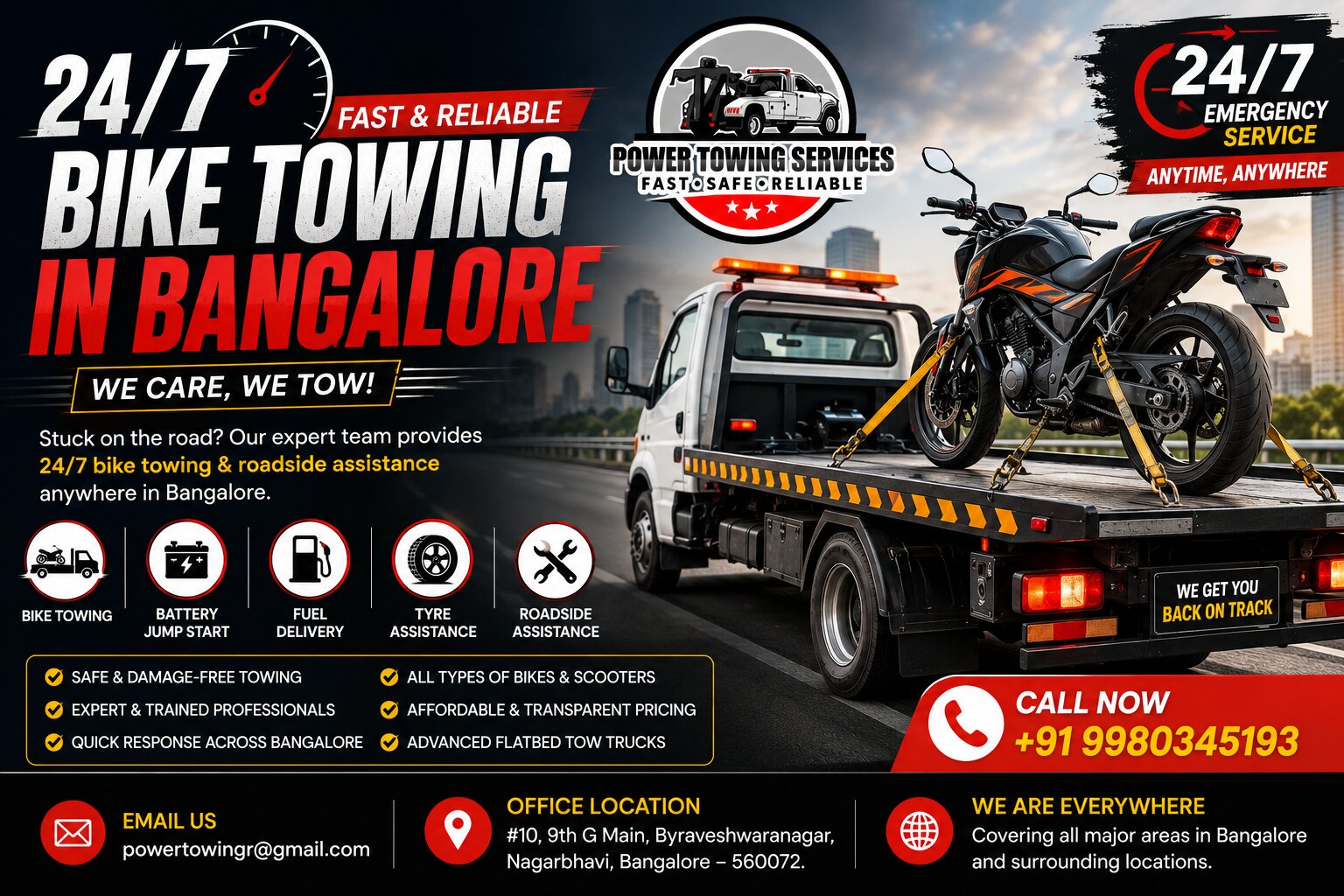 24/7 Bike Towing in Bangalore | Power Towing Service
