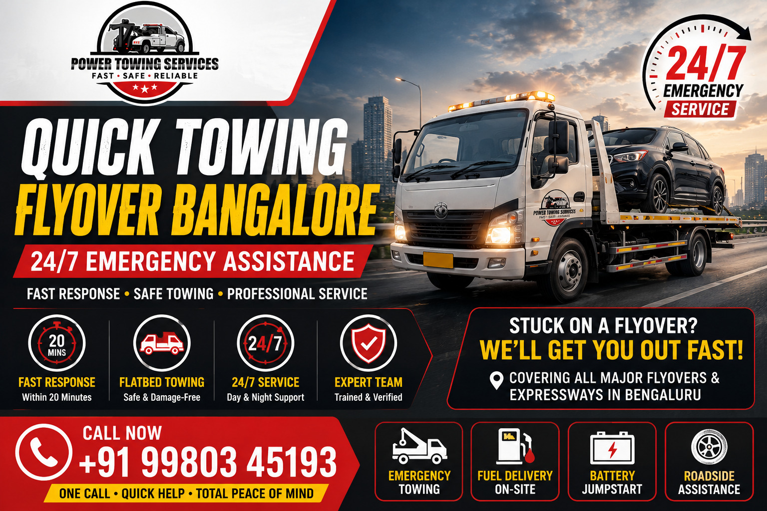 Quick Towing Flyover Bangalore | 24/7 Emergency Assistance